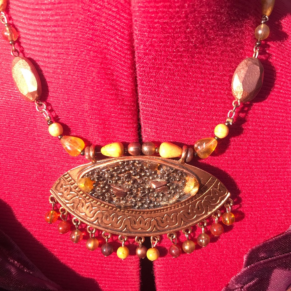 $29 Copper and druzy rose gold statement necklace